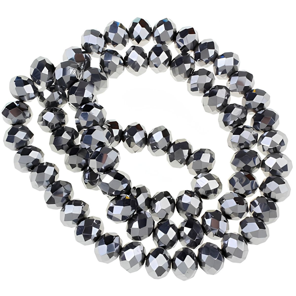 Rondellen Glasperlen 3mm facettiert silber metallic/ 40 Stück Rondellen Glasperlen 3mm facettiert silber metallic/ 40 Stück