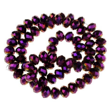 Rondelle facettiert 4x6mm lila metallic / 20 Stück