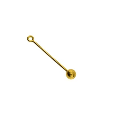 Gewindestab mit Kugel für Wechselanhänger - ~40mm lang – vergoldet Gewindestab mit Kugel für Wechselanhänger - ~40mm lang – vergoldet
