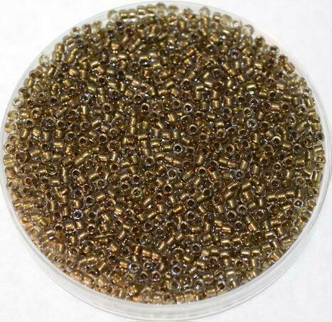 Toho 15/0 Inside Color Crystal/Gold Lined /Color 262/ 8 g