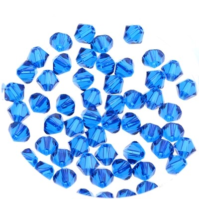 20x Preciosa® Kristall-Elements Bicone 4mm capri blue 20x Preciosa® Kristall-Elements Bicone 4mm capri blue