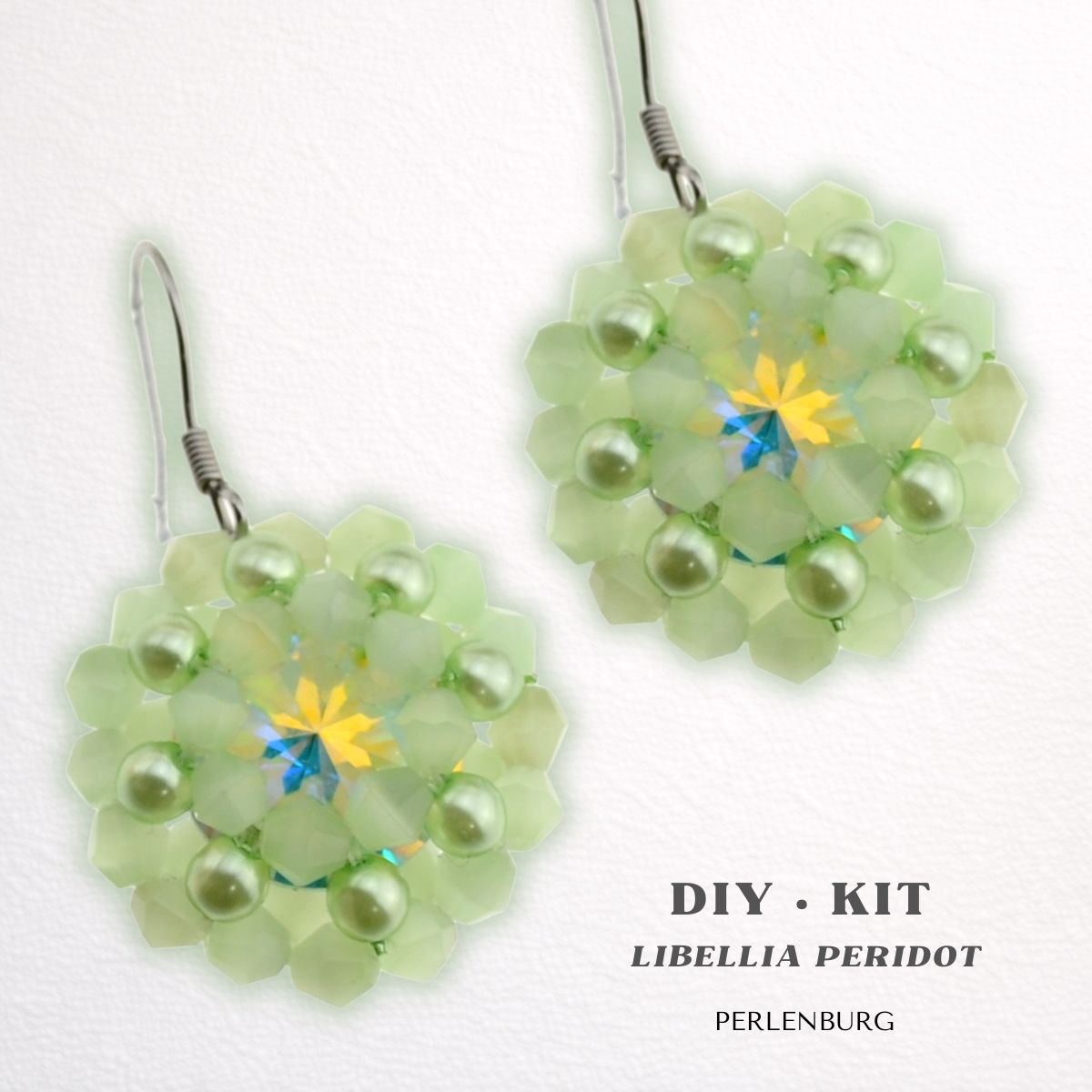 DIY-Schmuckset „Libellia Peridot“ – Ohrringe mit Perlen