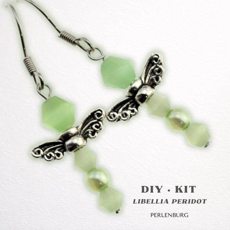 DIY-Schmuckset „Libellia Peridot“ – Libellen-Ohrringe