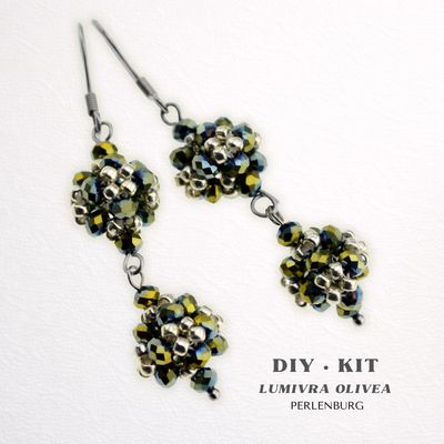 Perlenohrringe selber machen DIY Kit mit Perlen + Anleitung + Zubehör