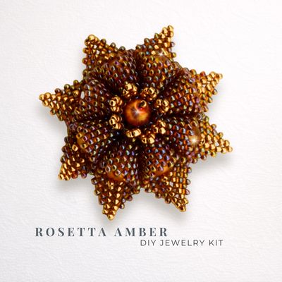 Schmuckherstellungs Set 913/ Brosche selber sticken DIY Kit mit Perlen + Anleitung + Zubehör