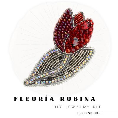 Kit 927/ Brosche selber sticken DIY Tutorial +Set mit Perlen + Anleitung + Zubehör