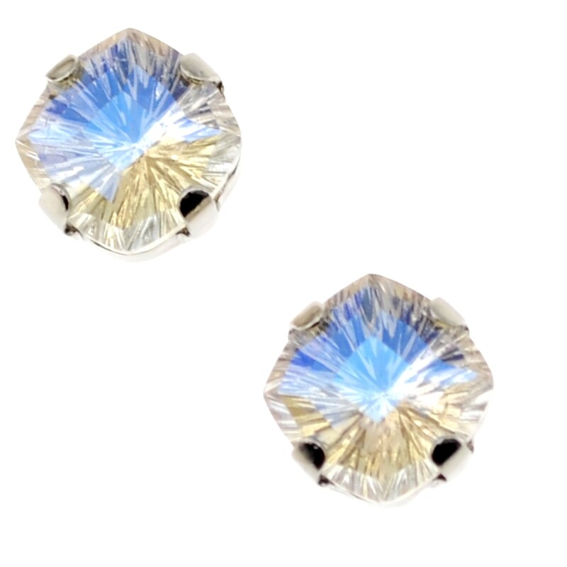 Strassperlen Crystal Mondstein in der Fassung 8mm zum Aufnähen / 1 Stück Strassperlen Crystal Mondstein in der Fassung 8mm zum Aufnähen / 1 Stück