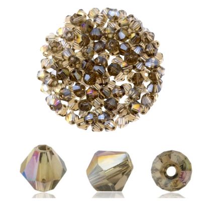 Champagnerfarbene Kristallglasperlen mit AB-Effekt im Doppelkegel-Schliff, 4 mm – 40 Stück für DIY-Schmuck