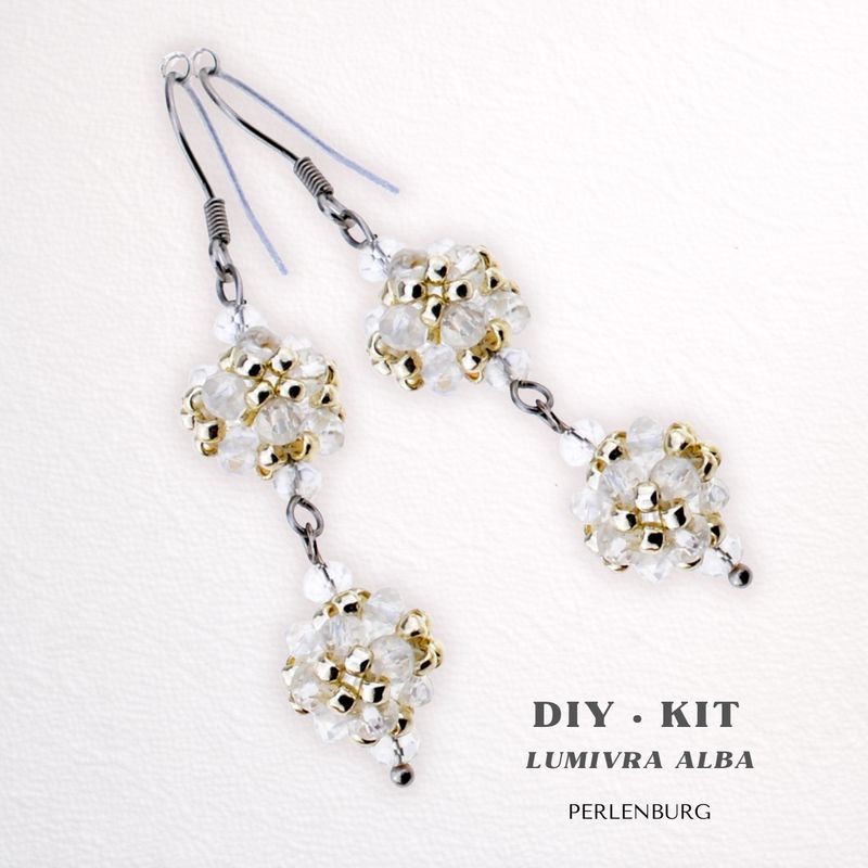 Perlenohrringe selber machen DIY Kit mit Perlen + Anleitung + Zubehör