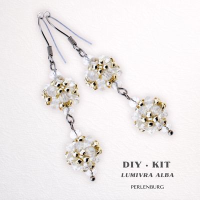 Perlenohrringe selber machen DIY Kit mit Perlen + Anleitung + Zubehör
