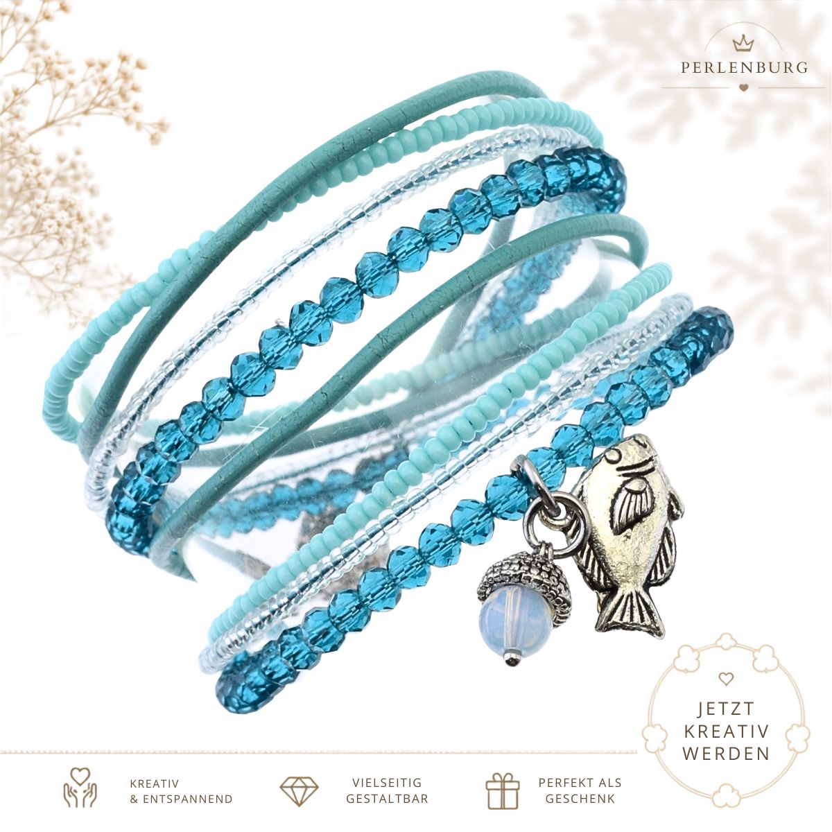 DIY-Schmuckset „Aveline Lagoon“ – Wickelarmband mit Perlen