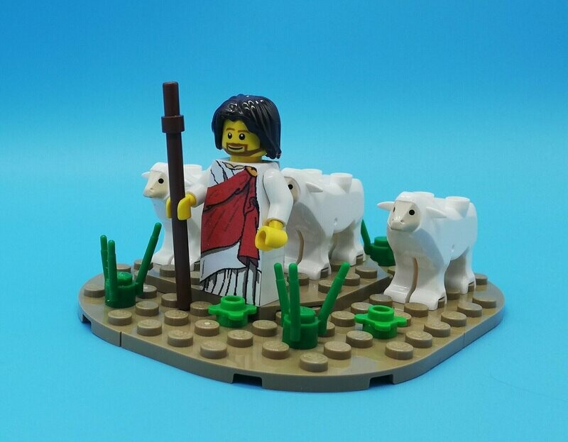 Jesus, der gute Hirte Minifigur mit Schafen Jesus, der gute Hirte Minifigur mit Schafen