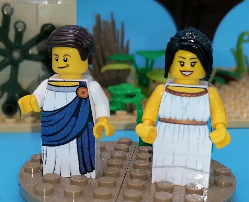 Priszilla und Aquila als Minifiguren Priszilla und Aquila als Minifiguren