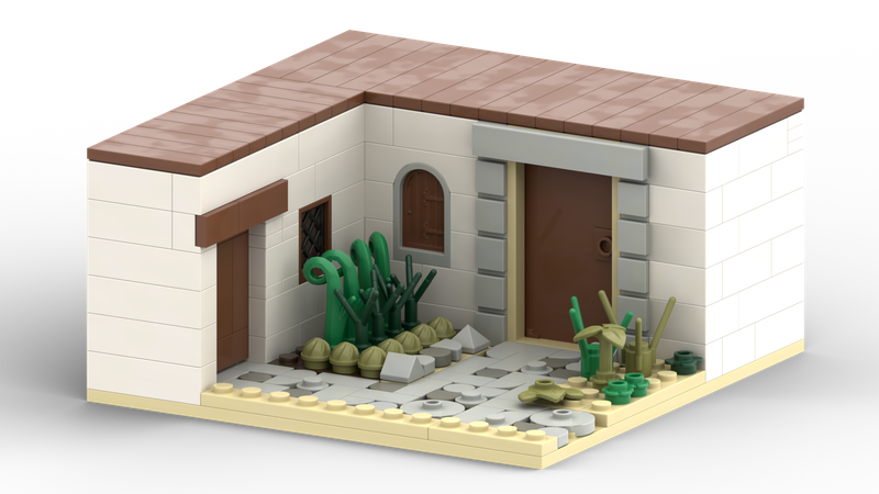 Kleine Hausfassade mit Garten für Minifiguren Bibeldorf Nr 8