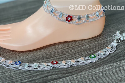 Traditional Oxidized Silver Plated Anklet