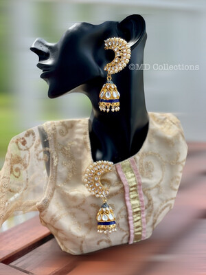 Unique design Kundan Pearl Earrings With Meenakari Work