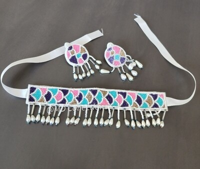 Fabric Choker Jewelry Set with Earrings