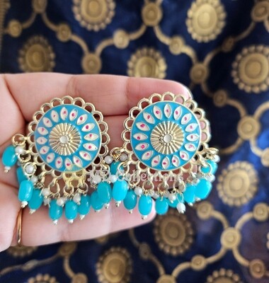 Meenakari Stud Earrings,Handpainted Earrings, Indian earrings