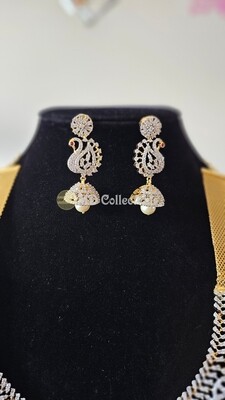 Bridal-Diamond Finish Choker/Short Necklace Set PremiumQuality - Comes With Back Chain