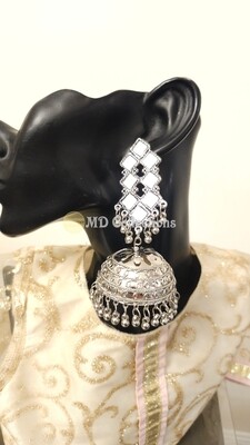 Oxidised Mirror Earrings/ Indian Jewelry/ Long Earris/ Indian Earrings/ Jhumkas/ Ethnic Antique Earrings