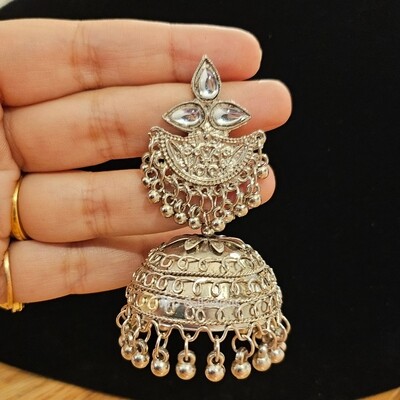 Oxidised Stone Earrings/Indian Jewelry/ Long Earrings/Indian Earrings/ Jhumkas/ Ethnic Antique Earrings