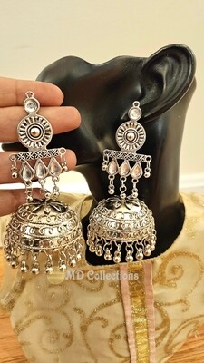Oxidised Earrings/Indian Jewelry/ Long Earrings/Indian Earrings/ Jhumkas/ Ethnic Antique Earrings