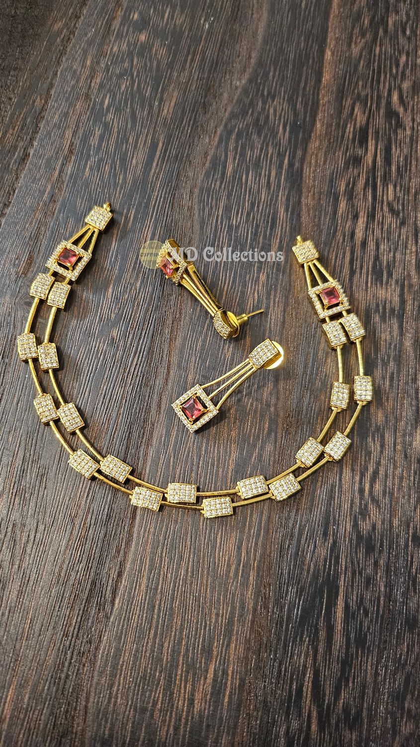 Cubic Zirconia Stones Choker Set/Indian traditional set