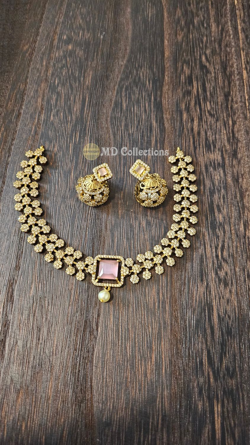 Cubic Zirconia Stones Choker Set/Indian traditional set