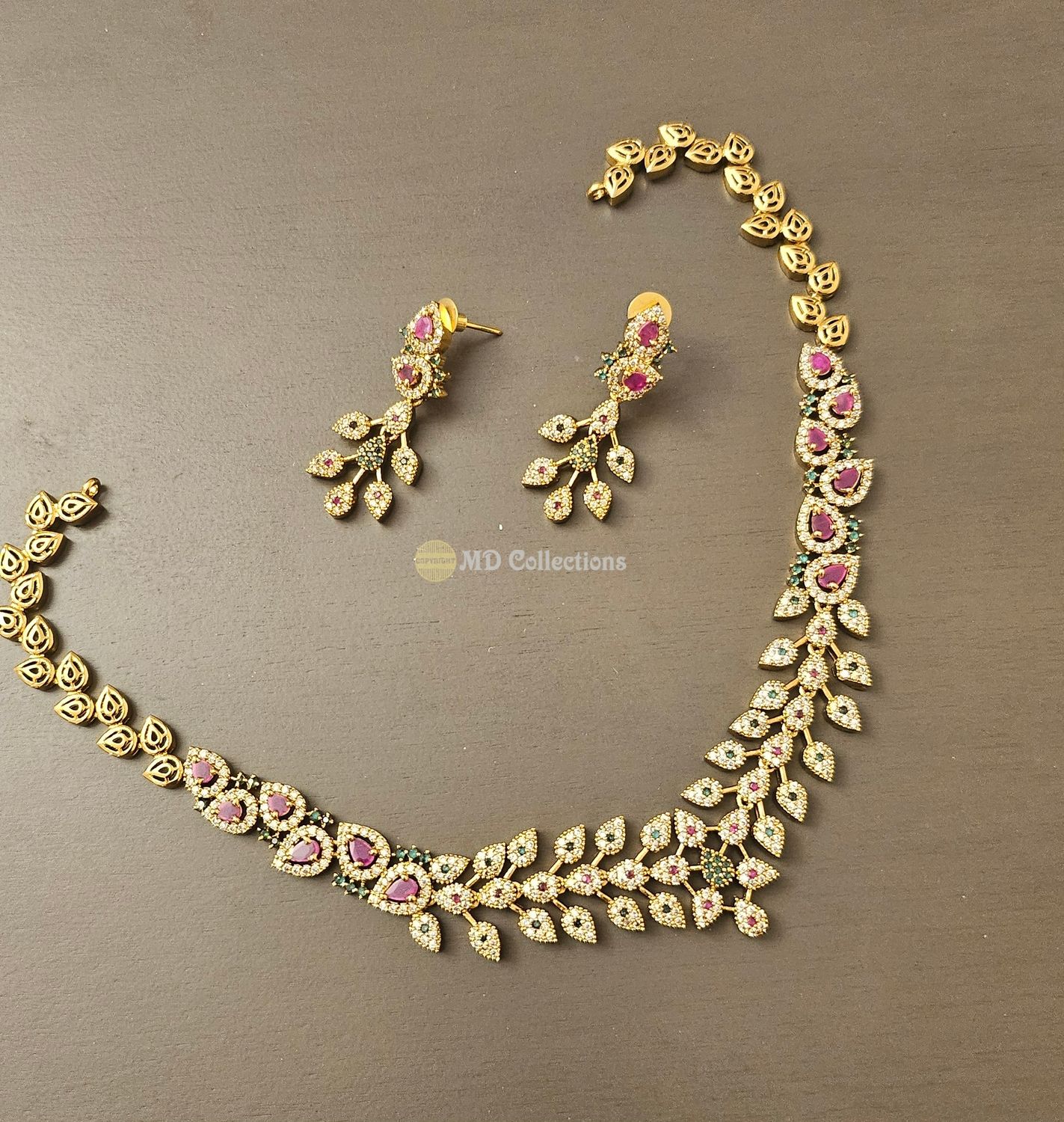 Cubic Zirconia Stones Choker Set/Indian traditional set