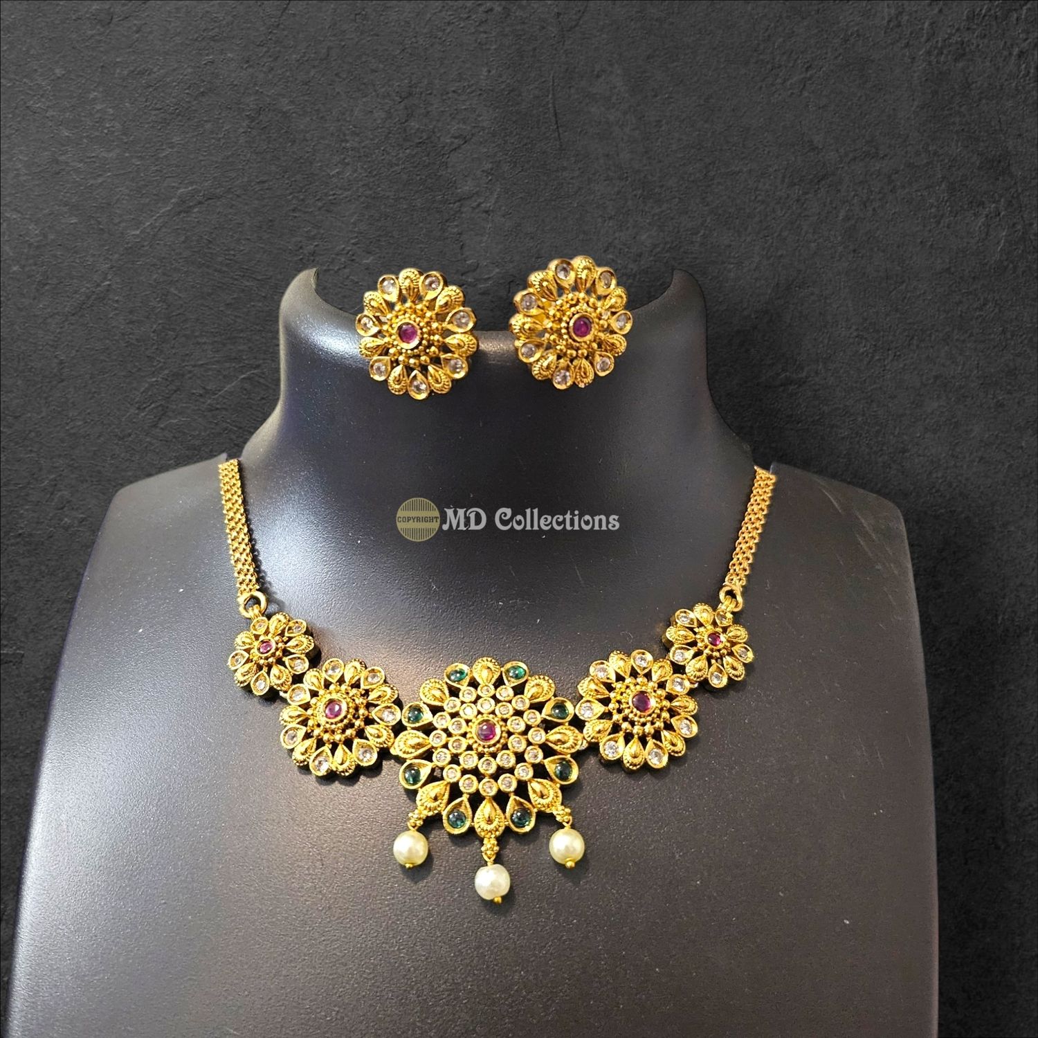 Cubic Zirconia Stones Choker Set/Indian traditional set