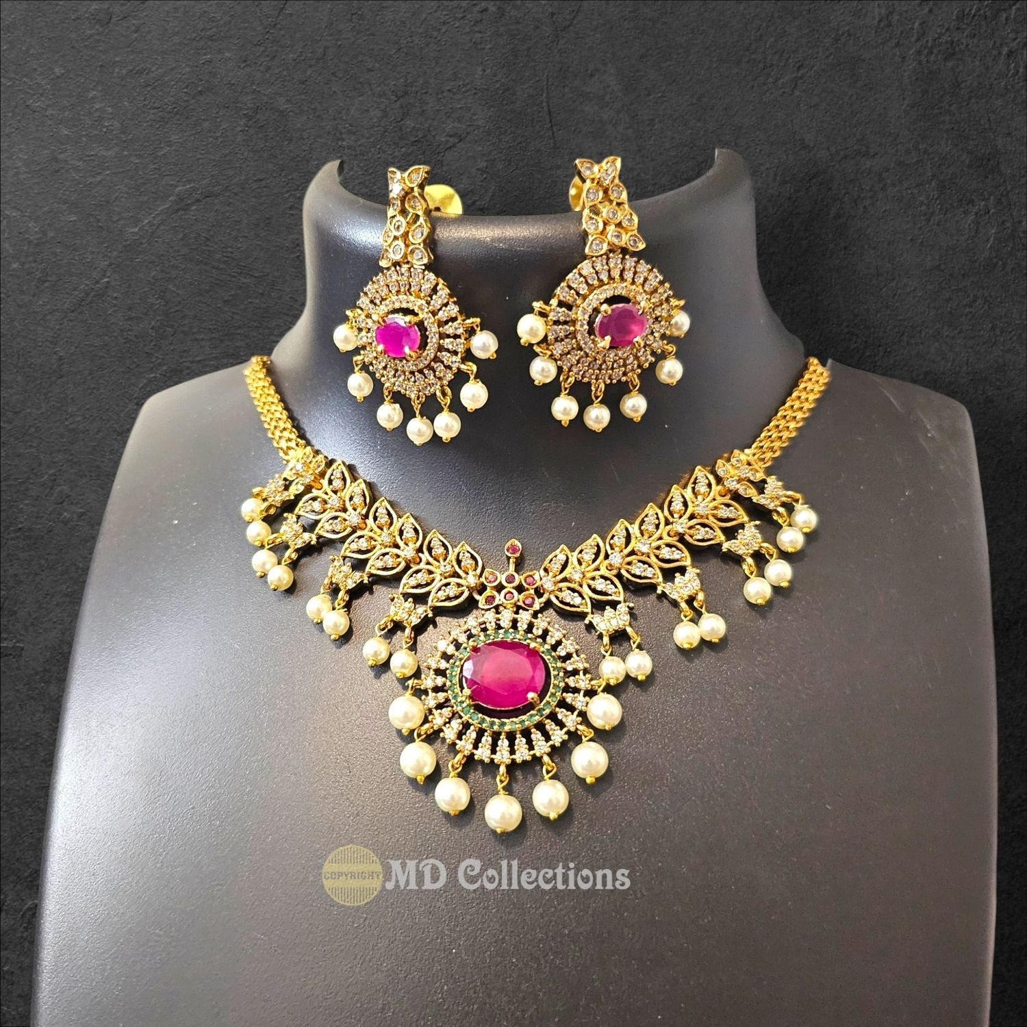 Cubic Zirconia Stones Choker Set/Indian traditional set