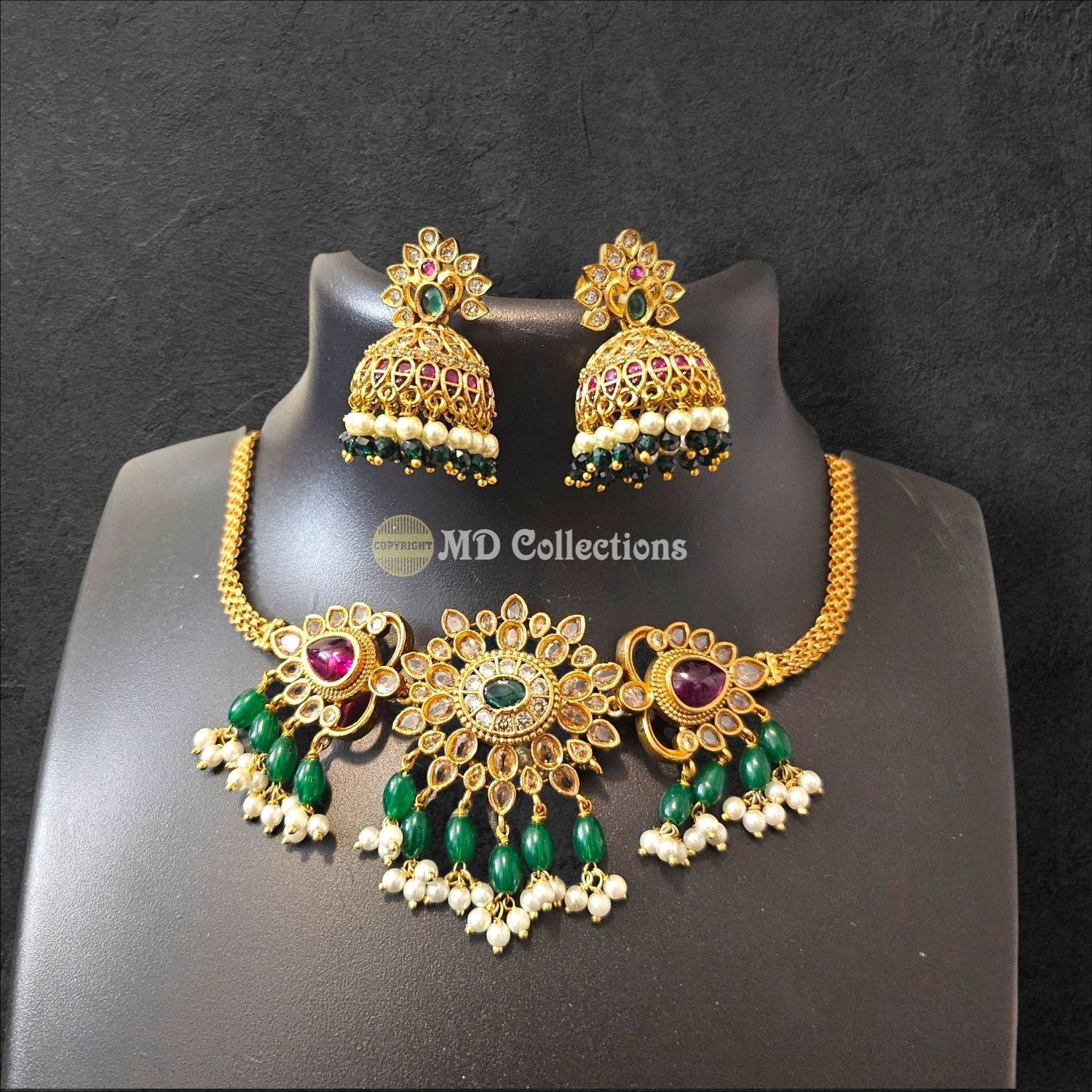 Cubic Zirconia Stones Choker Set/Indian traditional set