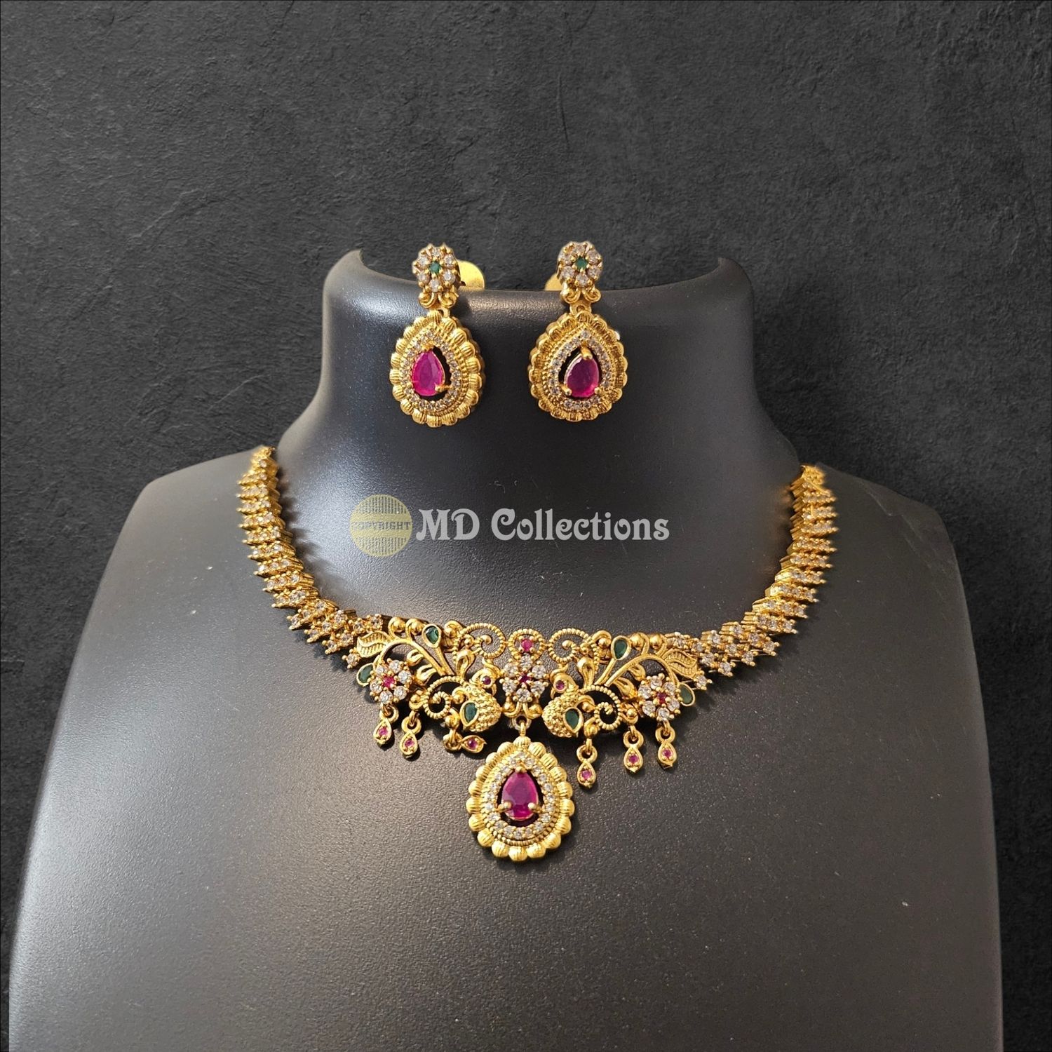 Cubic Zirconia Stones Choker Set/Indian traditional set