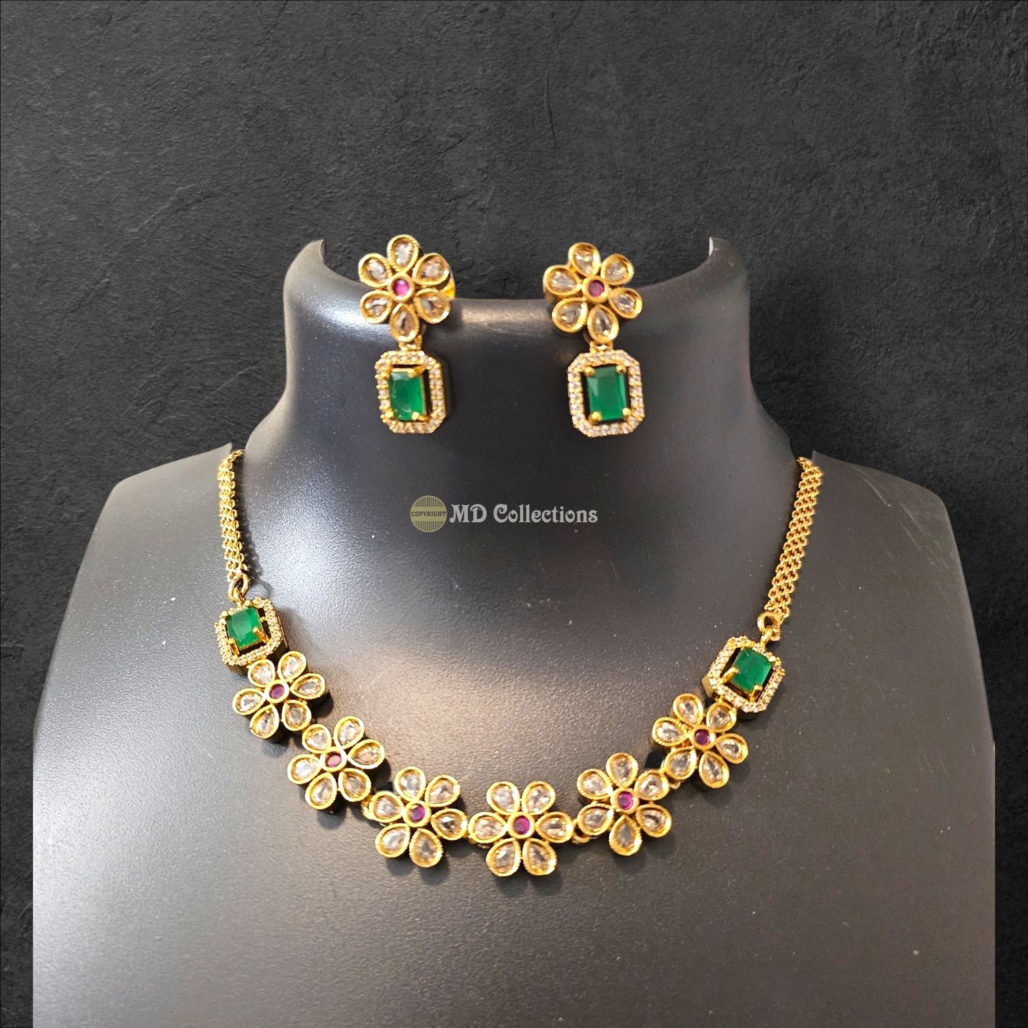 Cubic Zirconia Stones Choker Set/Indian traditional set