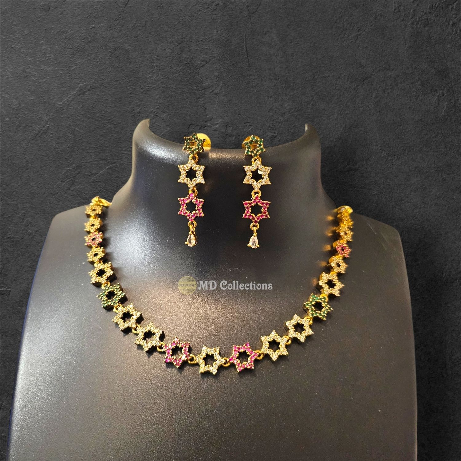 Cubic Zirconia Stones Choker Set/Indian traditional set