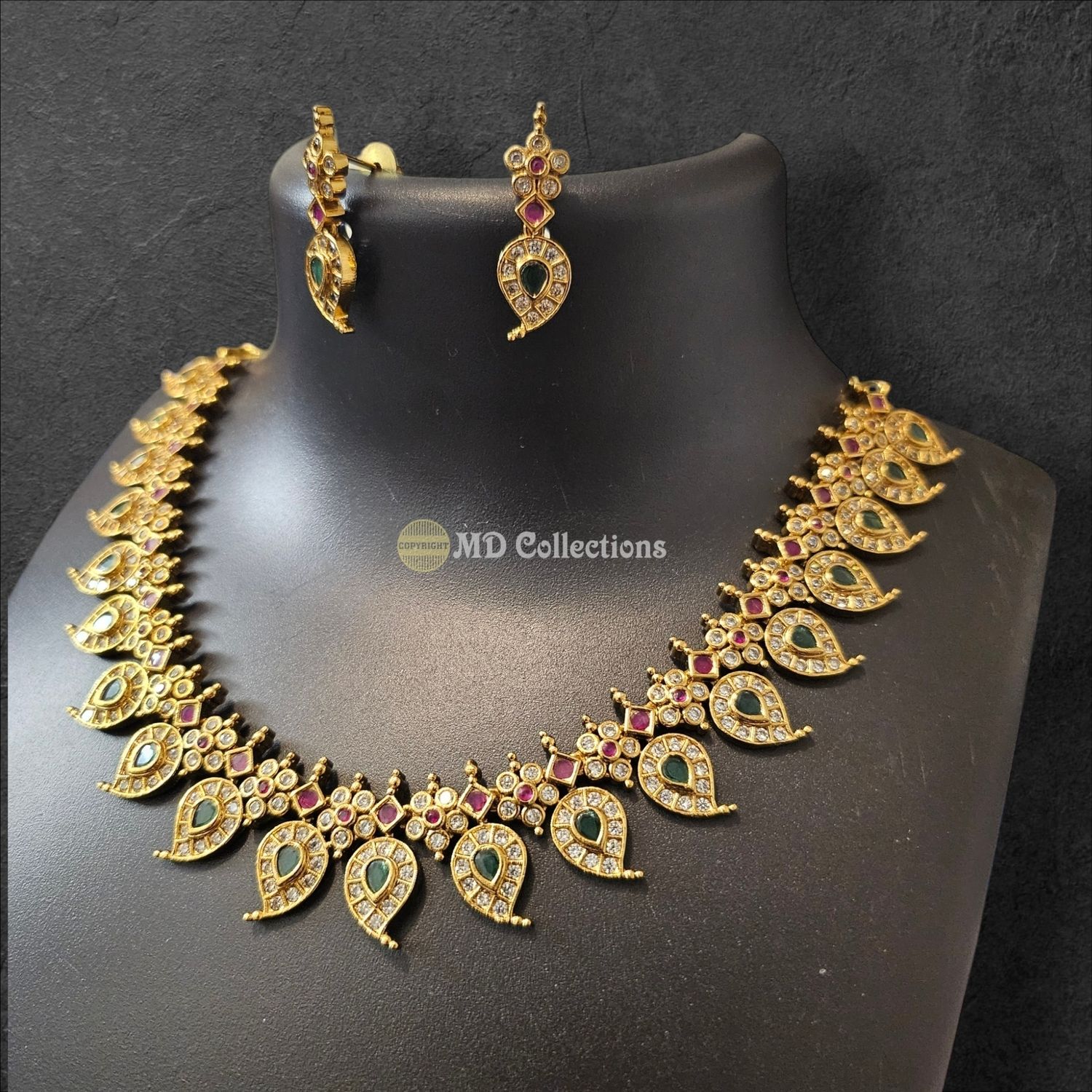 Cubic Zirconia Stones Choker Set/Indian traditional set/Changeable stones