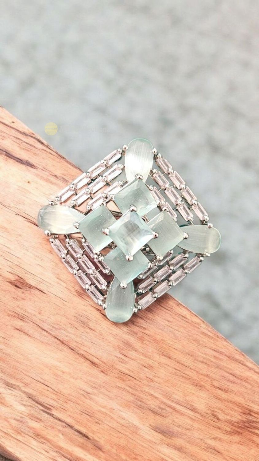 AD stone/Cubic Zirconia stones Adjustable Ring