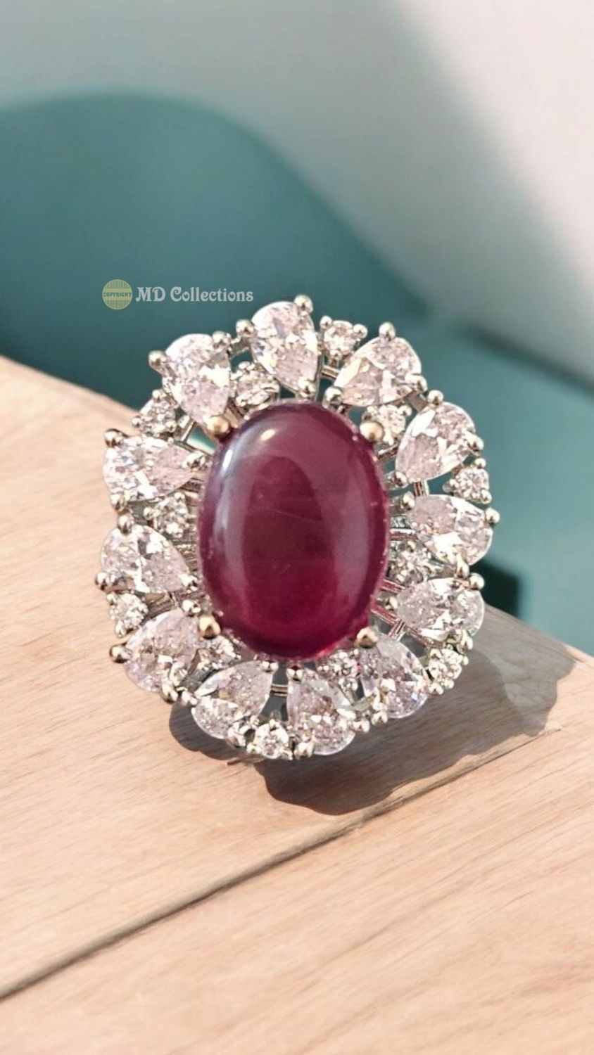 AD stone/Cubic Zirconia stones Adjustable Ring