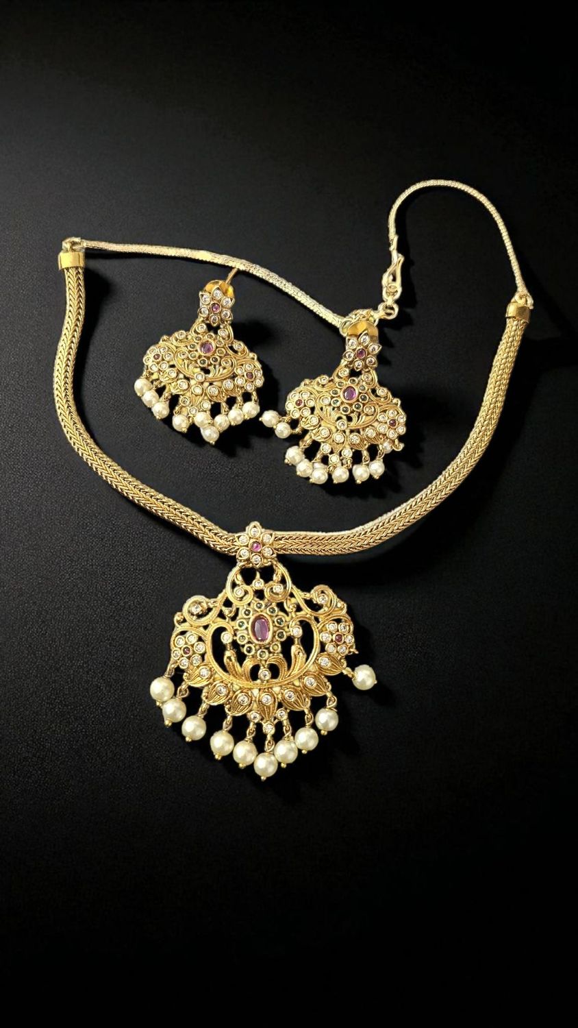 Cubic Zirconia Stones Choker Set/Indian traditional set