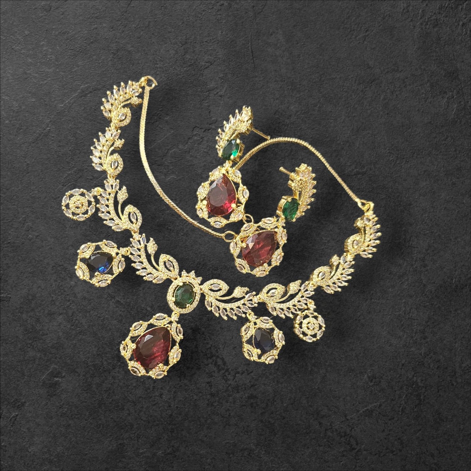 Cubic Zirconia Stones Choker Set/Indian traditional set