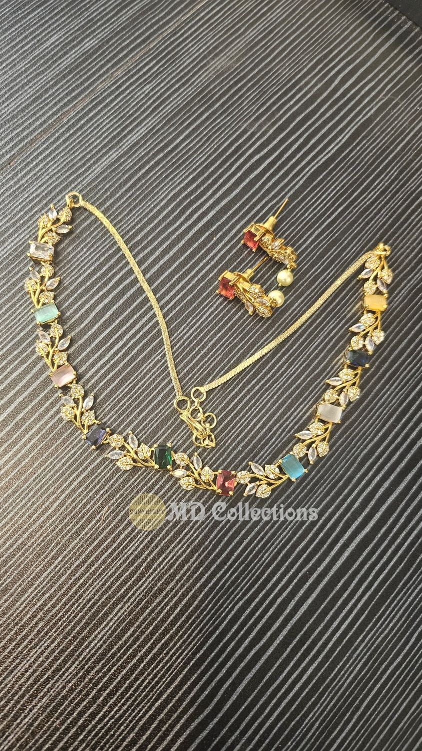 Cubic Zirconia Stones Choker Set/Indian traditional set