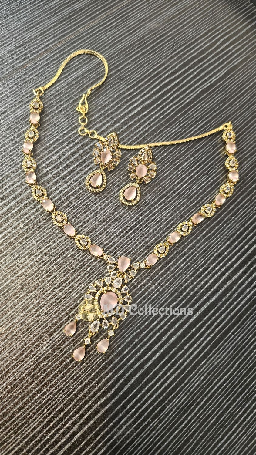 Cubic Zirconia Stones Choker Set/Indian traditional set