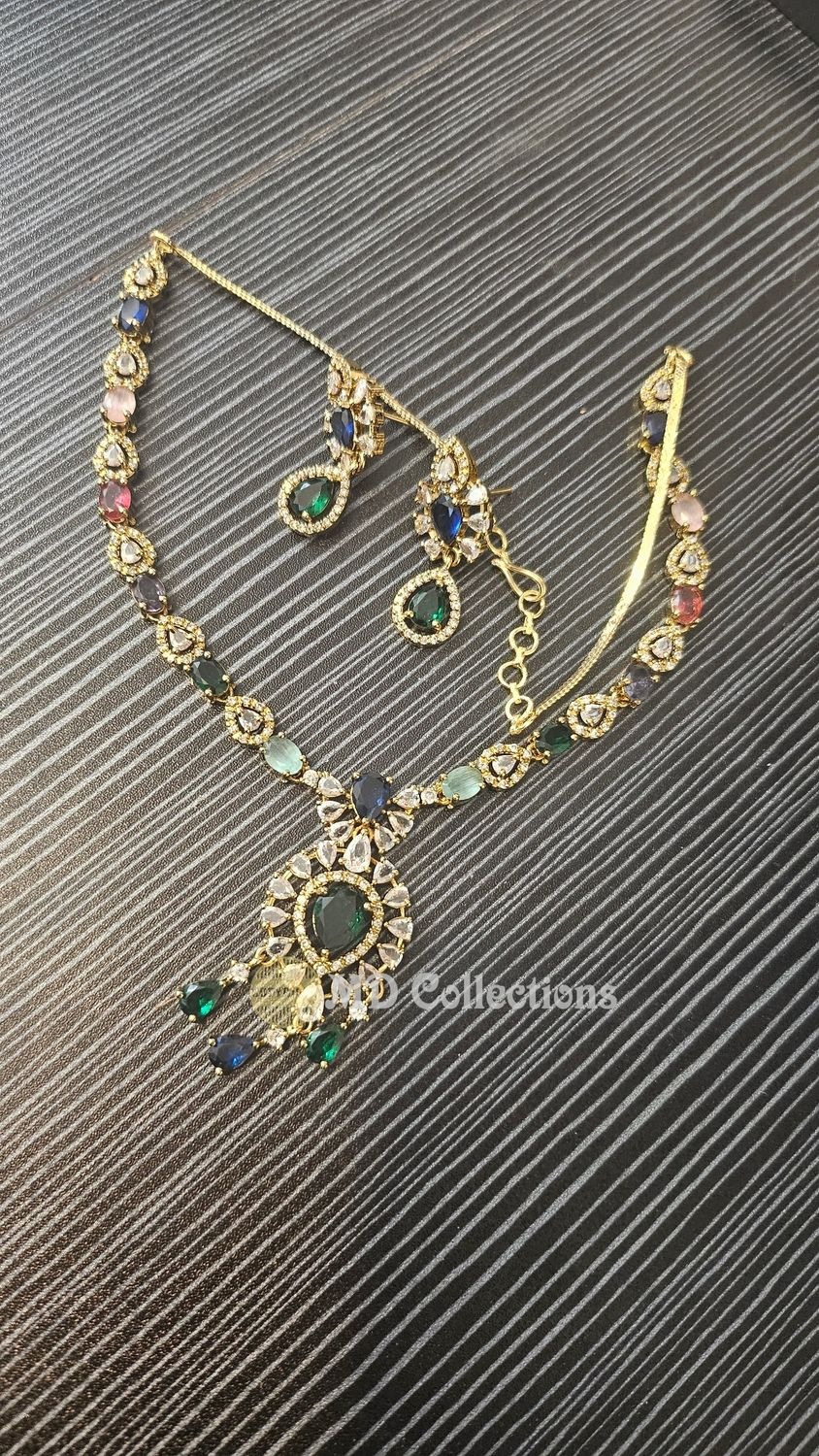 Cubic Zirconia Stones Choker Set/Indian traditional set