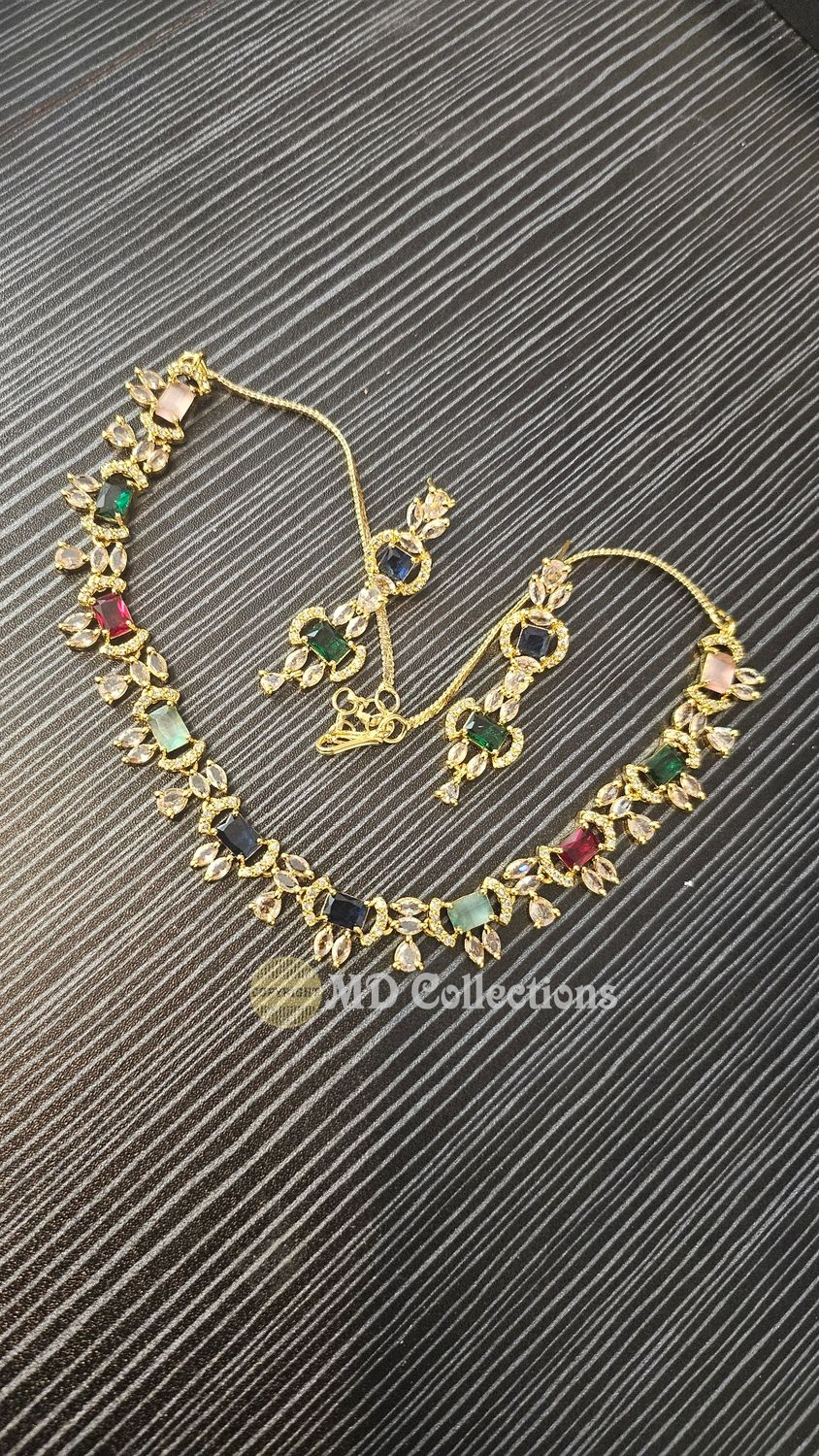 Cubic Zirconia Stones Choker Set/Indian traditional set