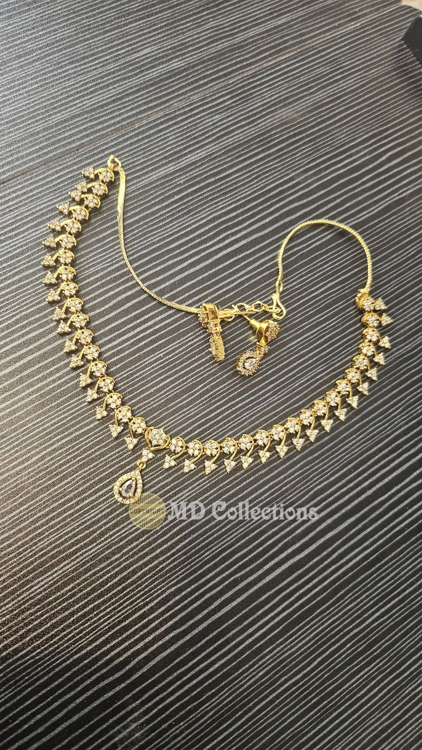 Cubic Zirconia Stones Choker Set/Indian traditional set