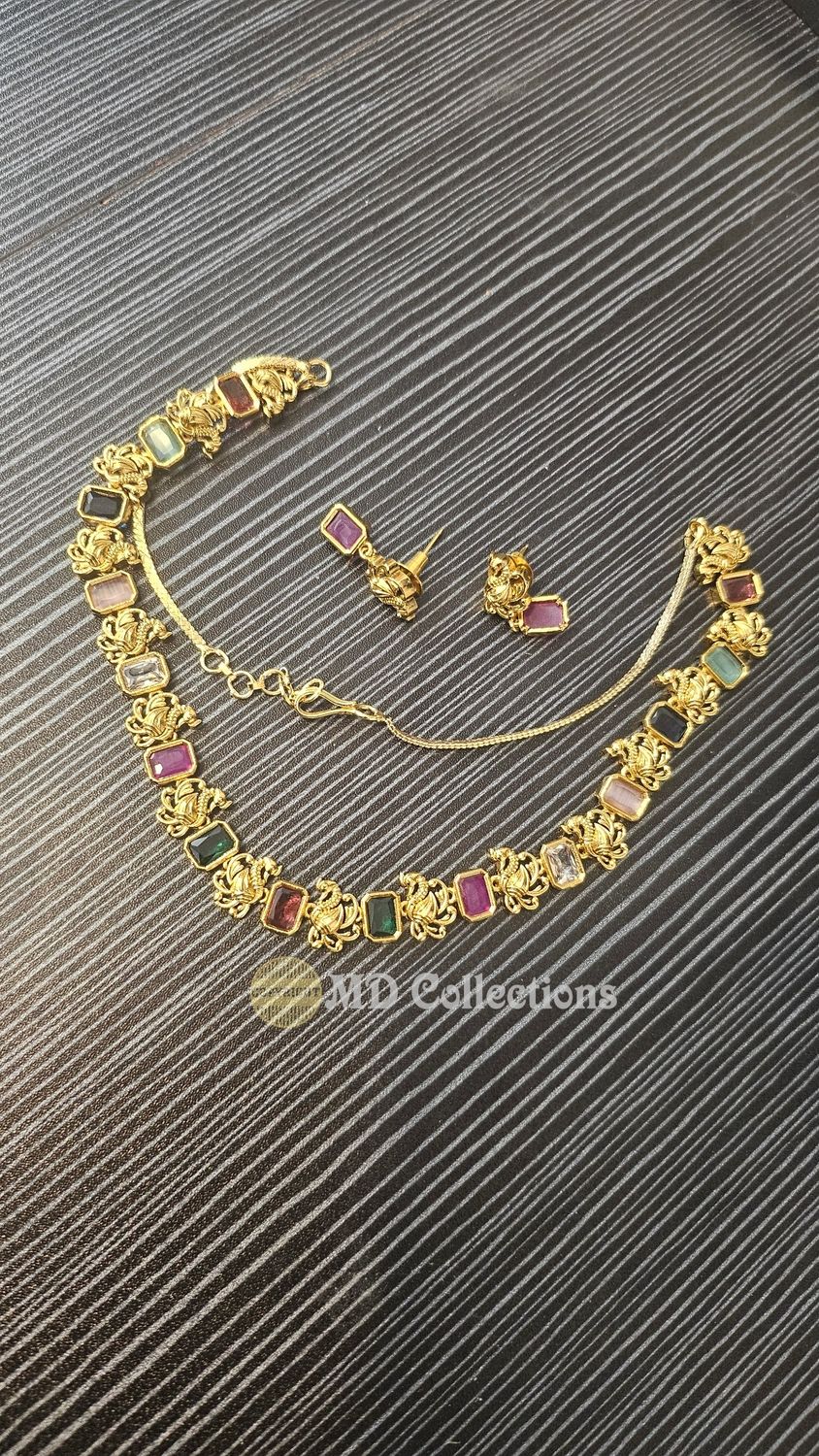 Cubic Zirconia Stones Choker Set/Indian traditional set