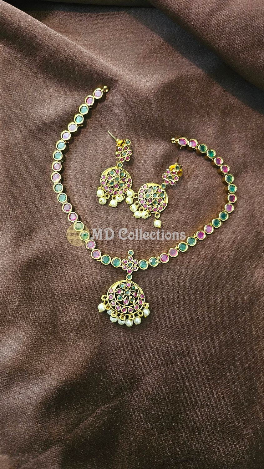 Cubic Zirconia Stones Choker Set/Indian traditional set