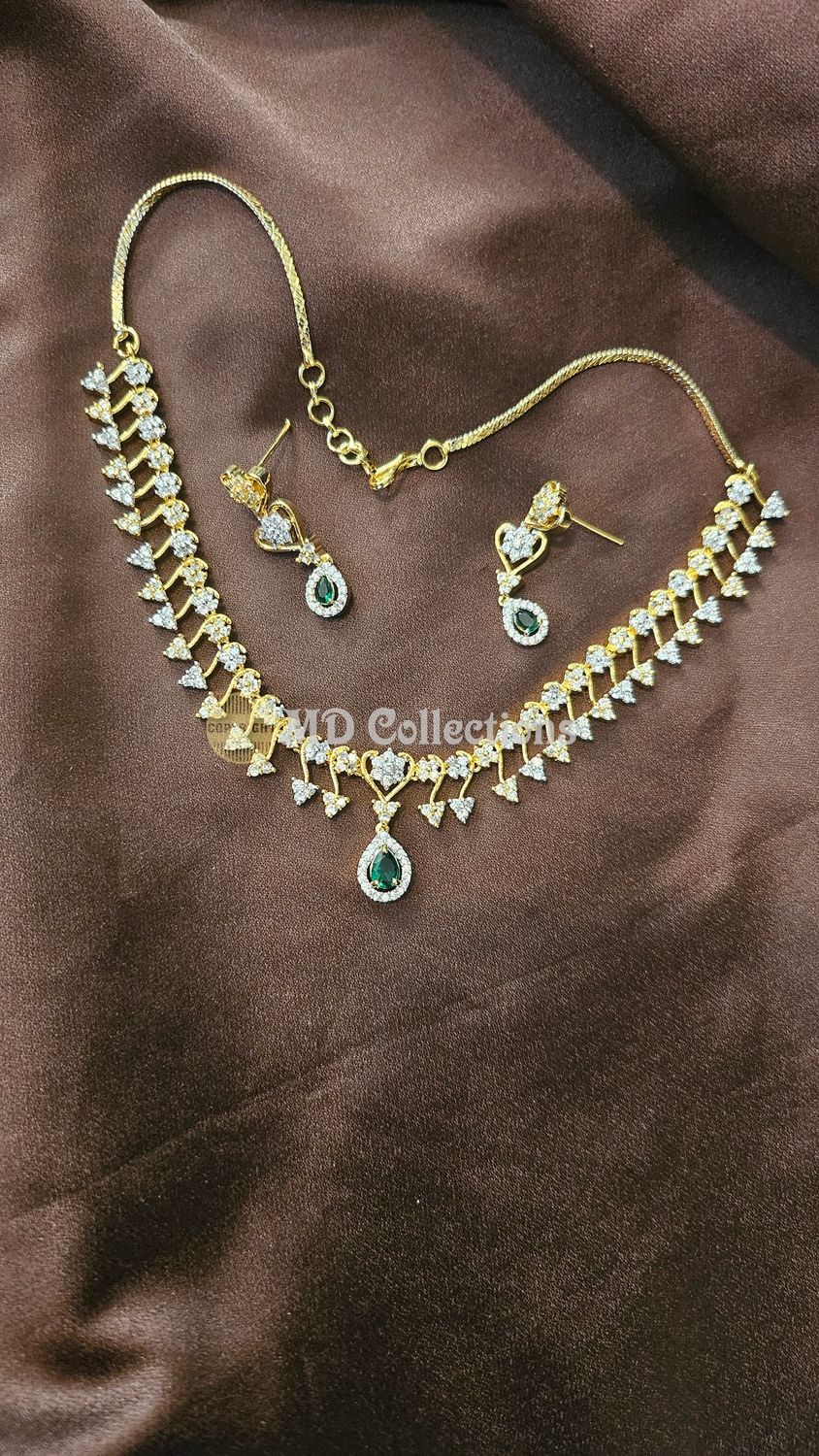 Cubic Zirconia Stones Choker Set/Indian traditional set