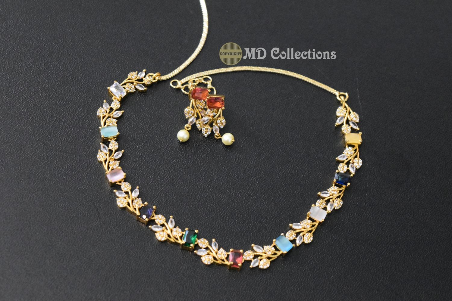 Cubic Zirconia Stones Choker Set/Indian traditional set