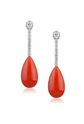 White gold red coral with diamonds